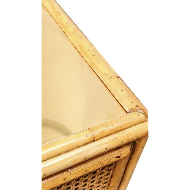 Wood Rattan and Brass Chest of Drawers from Dal Vera, Italy, 1970s For Sale - Image 7 of 11