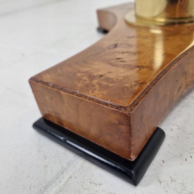 Postmodern Glass, Brass, and Wood Side Table, Germany, 1980s For Sale - Image 13 of 14