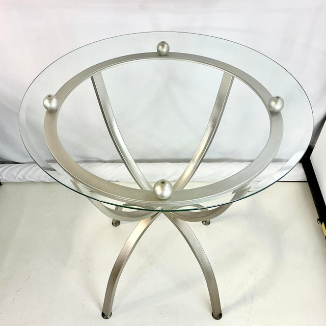 Late 20th C. Contemporary Modern Aluminum Barstool-Height Dining Table For Sale - Image 9 of 14