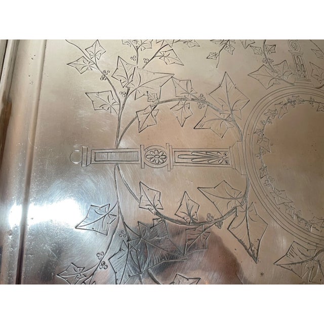 Huge Rare Antique 1857 Reed & Barton Silver Plate Art Deco Serving Tray Platter For Sale - Image 13 of 16