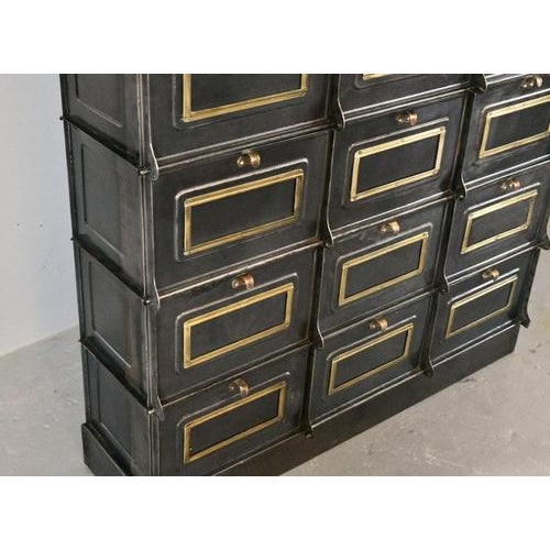 Wolf Netter And Jacobi Strafor Clapets Industrial Cabinet Circa 1910 12 flip down compartments - Brass handles - Large...
