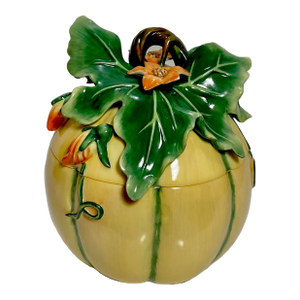 1990s Pumpkin Shaped Lidded Bowl Fitz & Floyd Classics