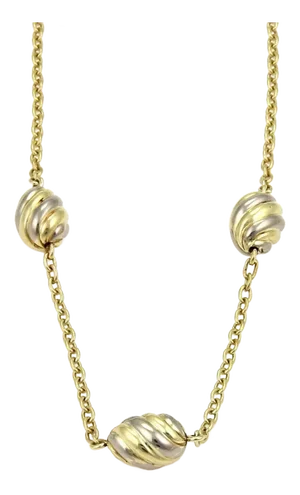 Cartier 18k Two Tone Gold Triple Oval Swirl Charm Chain Necklace