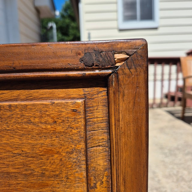 Brown Vintage Asian Carved Elm Wood Extra Long 74” Altar Table Console Table Sideboard W/ 2 Drawers For Sale - Image 8 of 12