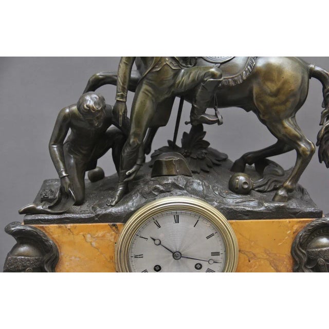 Brown Early 19th Century Marble & Bronze Mantle Clock For Sale - Image 8 of 17
