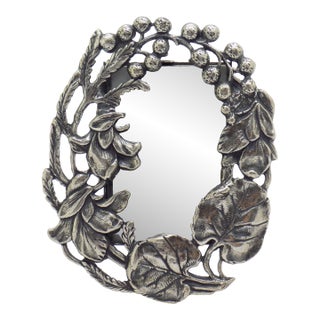Vintage Italian Handmade Genuine Sterling Silver 925 Solid Small Frame With Flower and Berries Design For Sale