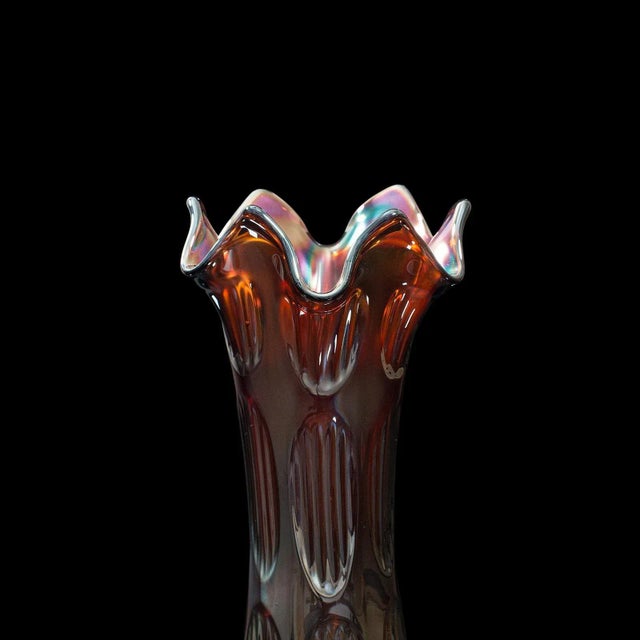 Circa 1940 Small Vintage Decorative English Carnival Glass Flower Vase For Sale - Image 10 of 13