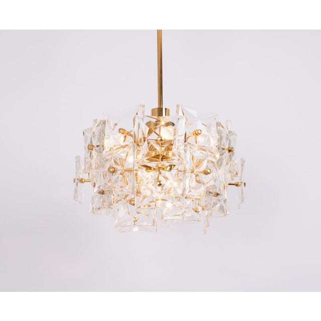 Chandelier in Brass and Crystal Glass from Kinkeldey, Germany, 1970s For Sale - Image 4 of 11