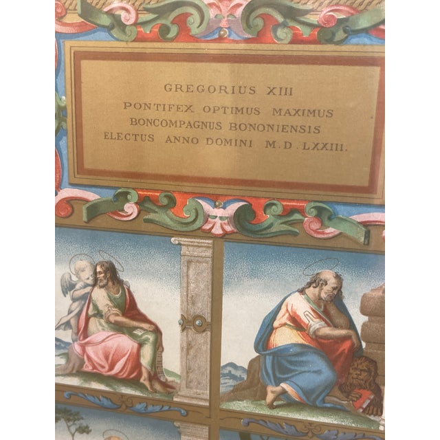 Late 20th Century Antique Original Print Plate LXI 1869 Renaissance Pope Gregory XIII & Italy Larson Juhl Gold Leaf Frame For Sale - Image 5 of 8