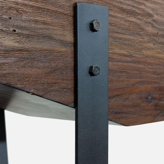 Wood Uttermost Reclaimed Wood Console on Steel Legs For Sale - Image 7 of 7