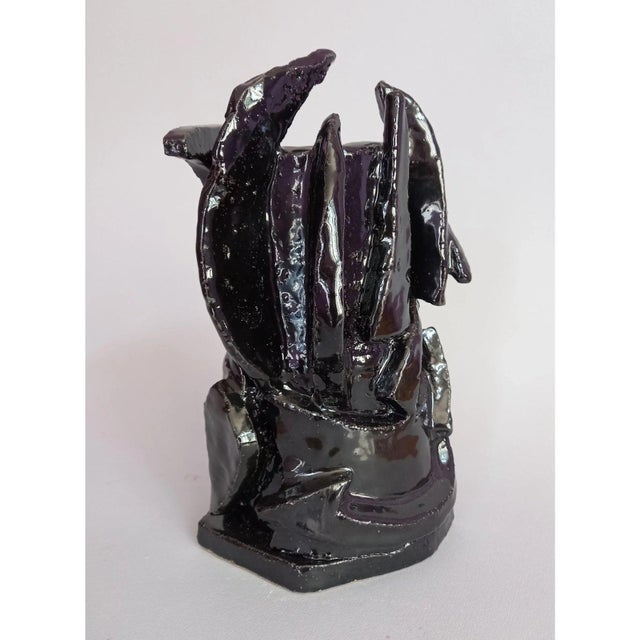 A sophisticated one-of-a-kind ceramic sculpture vase by Diane Grant, combining contemporary design, sculptural...