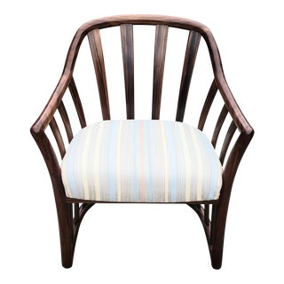 1970s Vintage Drexel Heritage Danish Modern Rosewood Slat Arm Chair For Sale