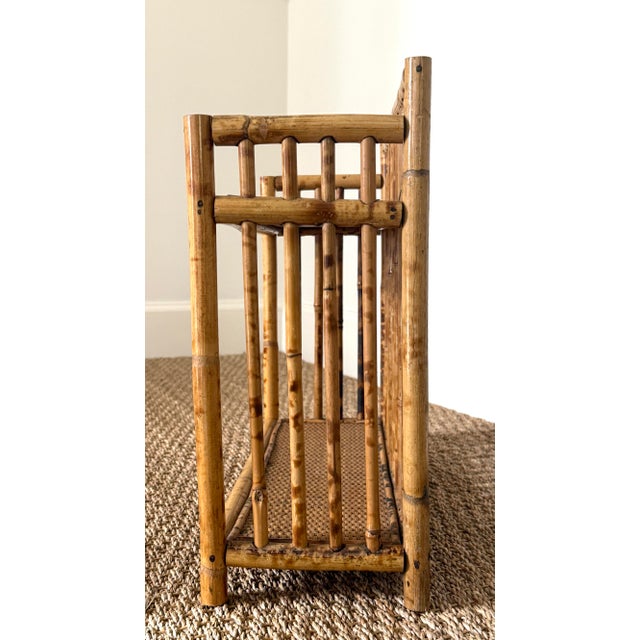 Wood Tortoise Rattan Burnt Bamboo Wall or Tabletop Shelf For Sale - Image 7 of 12