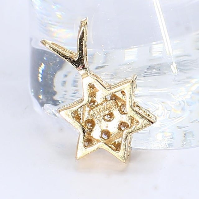 14k Yellow Gold & Diamond Star of David Pendant For Sale - Image 4 of 4