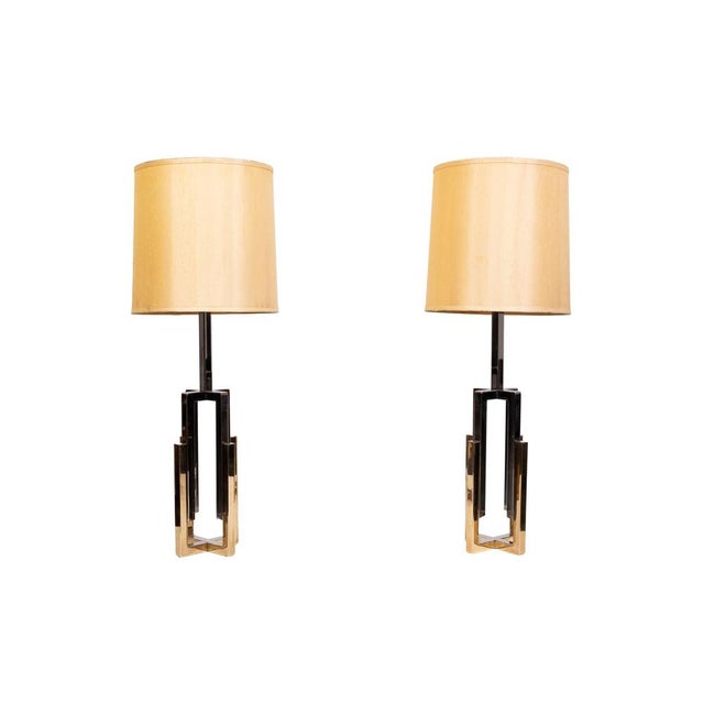 1970s Hollywood Regency Table Lamps in Brass and Chrome, 1970s, Set of 2 For Sale - Image 5 of 9