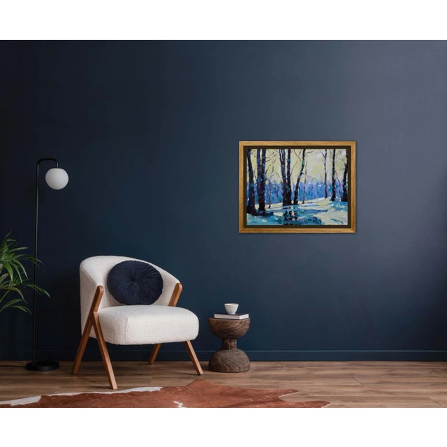 Light Yellow Winterscapes Contemporary Impressionist Landscape Oil For Sale - Image 8 of 9