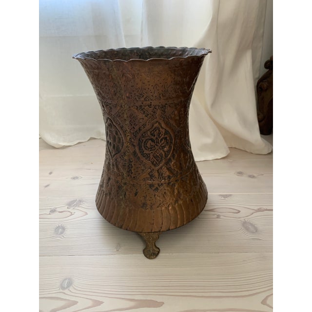 Mid 20th Century Large Vintage Boho Copper Jardiniere or Vase For Sale - Image 5 of 8