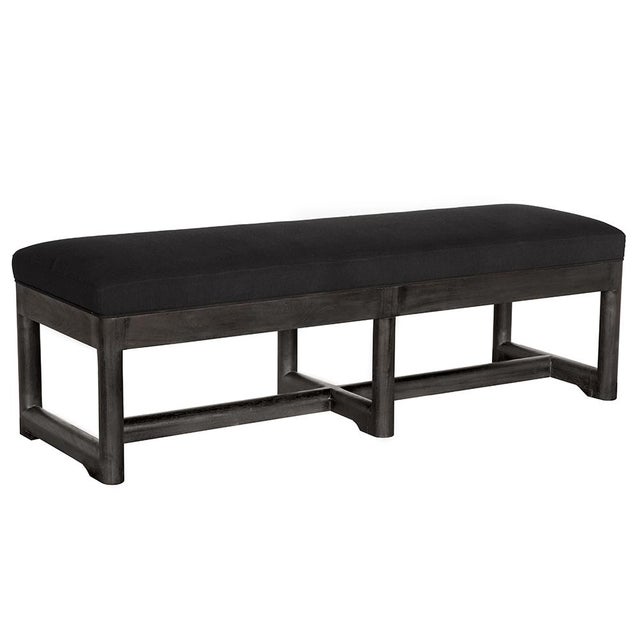 This bench features a black cotton cushion upholstered on a Burnt Black wood frame. The geometric open-leg base, complete...