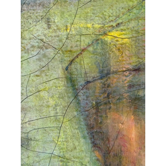 Cerulean 1920’s Antique French Oil Painting “Orientle” With Rich, Colorful Texture For Sale - Image 8 of 12