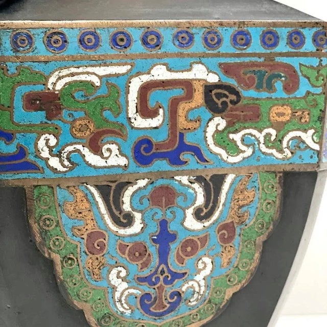 Late 19th Century Antique Cloisonne Bronze Vase, Japan, 19th Century For Sale - Image 5 of 8