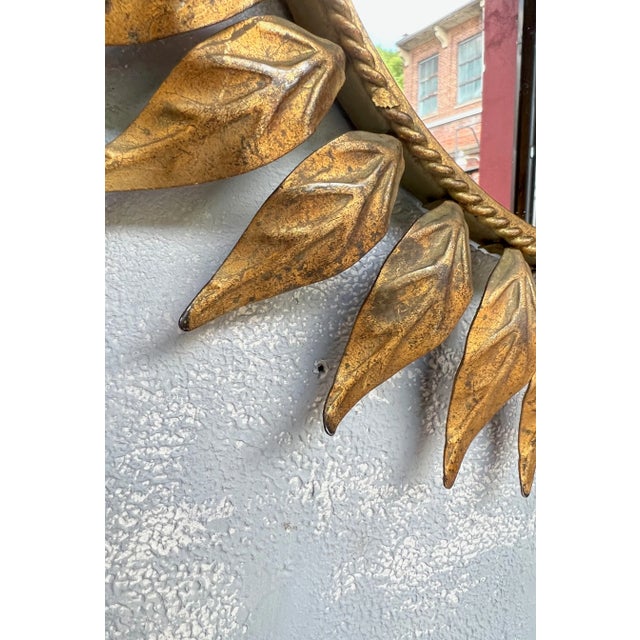 Gold Spanish Gilt Metal Round Sunburst Mirror For Sale - Image 8 of 9