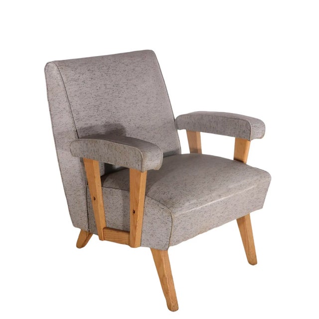 Mid Century Lounge Club Chair in Original Textured Vinyl Upholstery For Sale - Image 10 of 10