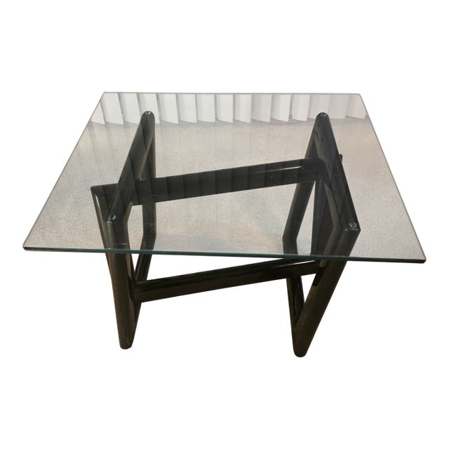 DIA/Milo Baughman-Style Glass Enameled Interlocking "Picture Frame" Table, Late 70s/Early 80s For Sale