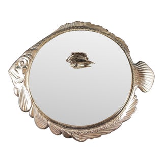 1950s Fb Rogers Glass Casserole Dish W/ Silver Plated Fish Shaped Holder & Lid For Sale