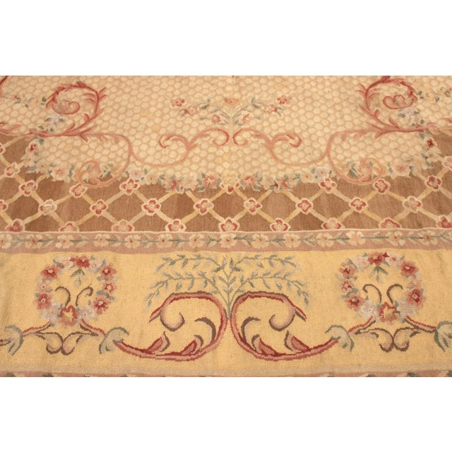 Rug & Kilim 18th Century Aubusson Style Kilim Beige Brown Medallion Style Rug For Sale - Image 4 of 8