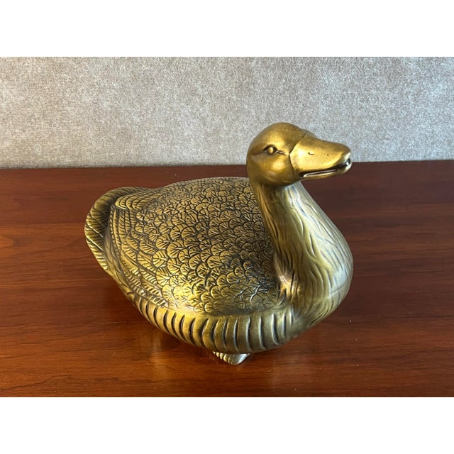 American Large Vintage Brass Goose or Duck For Sale - Image 3 of 12