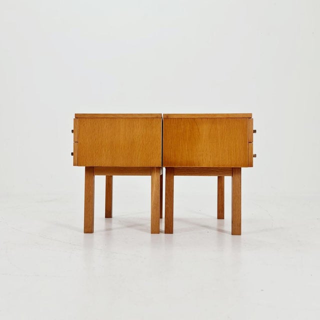 Mid-Century Modern German Oak Nightstands from WK Möbel, 1960s, Set of 2 For Sale - Image 5 of 11
