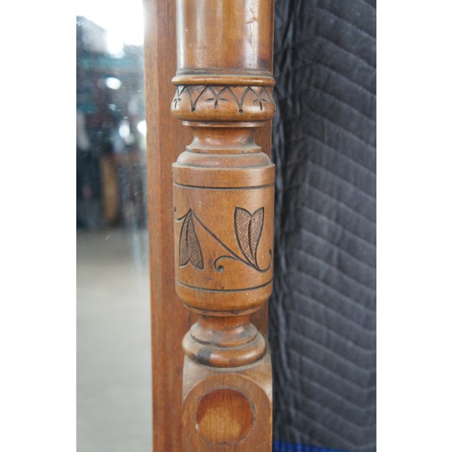 Antique Victorian Renaissance Revival Walnut Burl Pier Over Mantel Wall Mirror For Sale - Image 14 of 15
