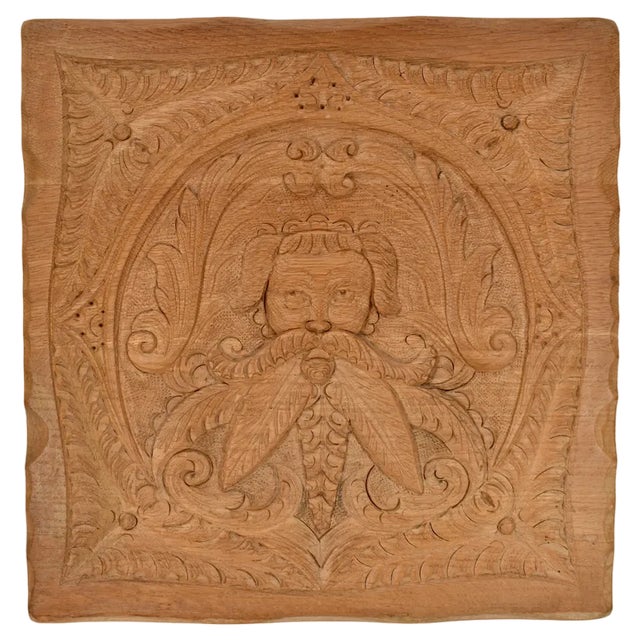 Antique Carved Wooden Wall Panel in Oak For Sale