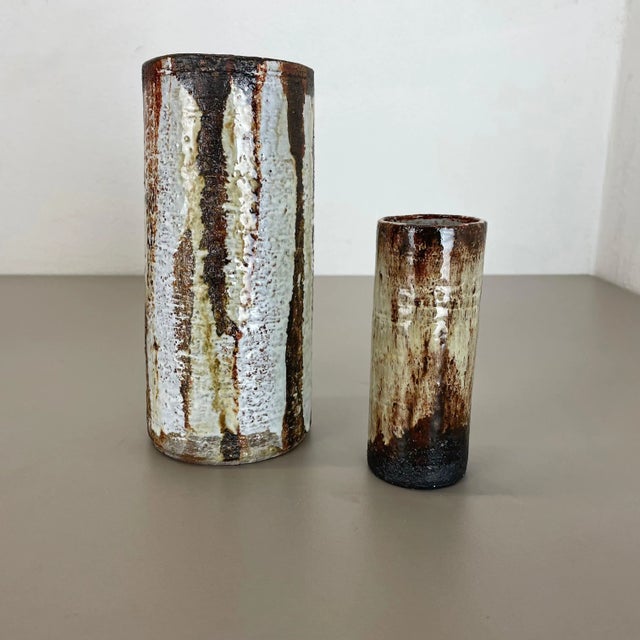 Ceramic Studio Pottery Tube Vase by Gerhard Liebenthron, Germany, 1970s, Set of 2 For Sale - Image 4 of 18