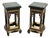 Antique Chinoiserie Lacquered Side Tables with Marble Tops, 1950s, Set of 2 For Sale