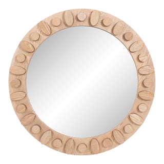 Robin Baron Winfield Wooden Round Mirror For Sale
