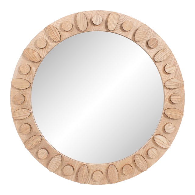 Robin Baron Winfield Wooden Round Mirror For Sale