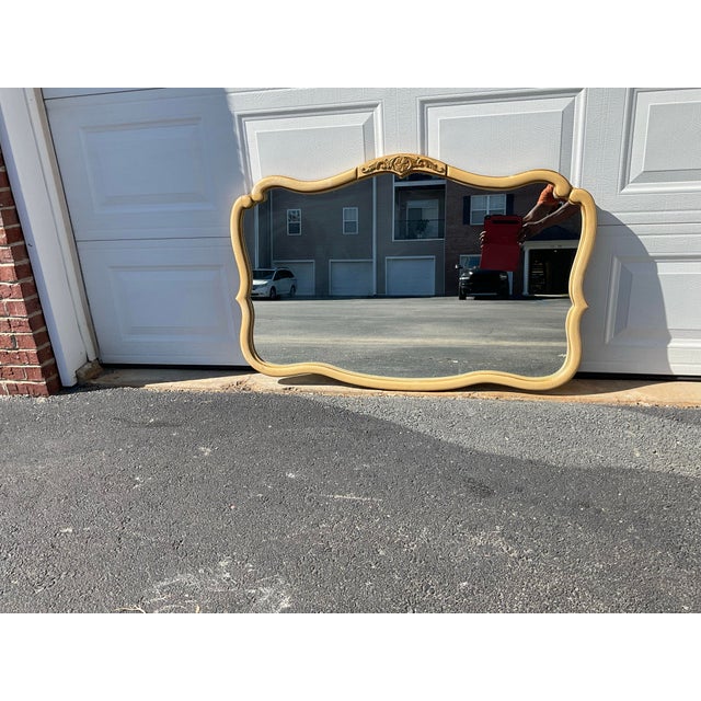 Paint Exquisite Vintage French Provincial Wall Mirror in Cream & Gilt, Attributed to Drexel, 1970s For Sale - Image 7 of 7