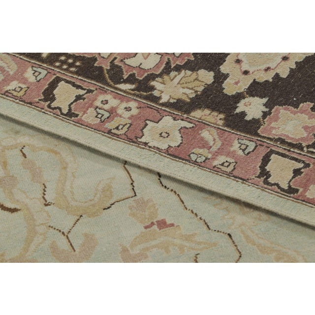 Textile Vintage Indian Agra Rug, Mint-Green Field With Floral Border - Rug & Kilim For Sale - Image 7 of 7