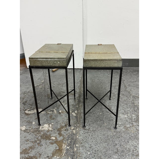 2010s Arteriors Home Lisa Luby Ryan Collection Metal Storage Side Tables, Pair For Sale - Image 5 of 12