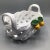 White Woven Ceramic Fruit Basket Centerpiece With Pears and Leafs Made in Portugal by Berados For Sale - Image 8 of 13