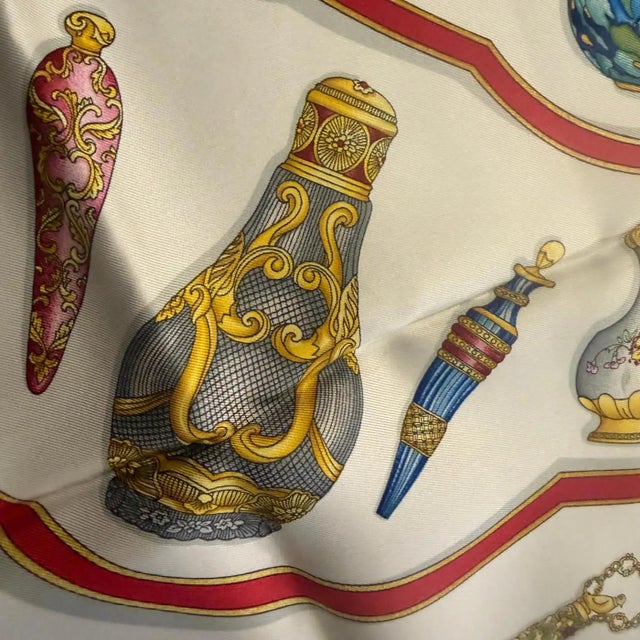 An Iconic 2000s Qu'importe Le Flacon Silk Skarf by Caterine Baschet for Hermès For Sale - Image 6 of 15