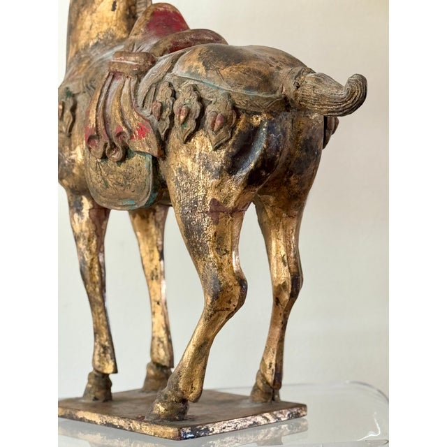 Late 19th Century Chinese Carved, Gilt and Polychrome Wooden Horse For Sale - Image 10 of 15
