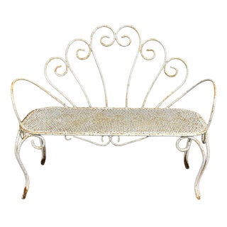 Vintage Wrought Iron Garden Bench, 1950s For Sale
