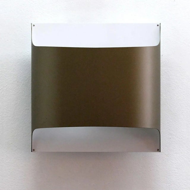 Minimalist folded metal wall lights by Staff of Germany in ivory-white and near bronze-brown color, can be used as flush...