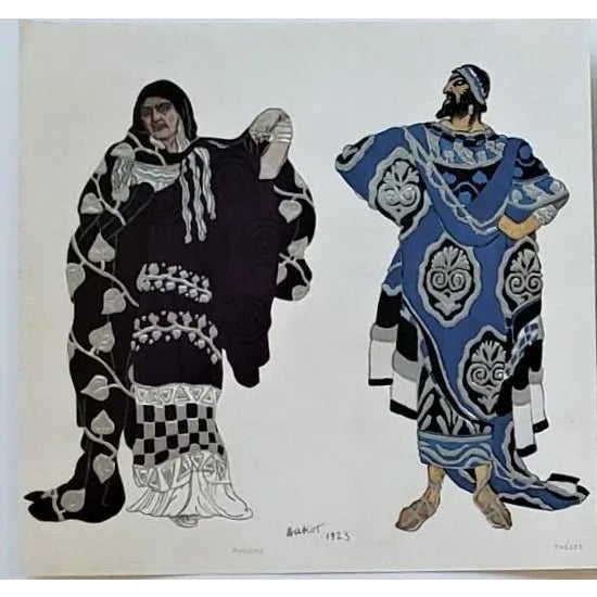 This is a set of 3 ithographs. They are costumes designs for the Ballets Russes created by Leon Bakst. They originally...