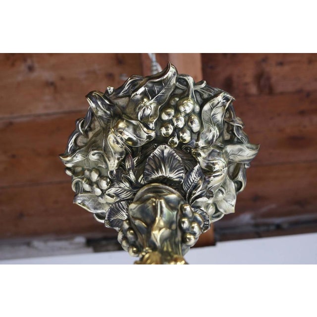 Metal French Art Nouveau Hammered Brass Chandelier, 1890s For Sale - Image 7 of 18