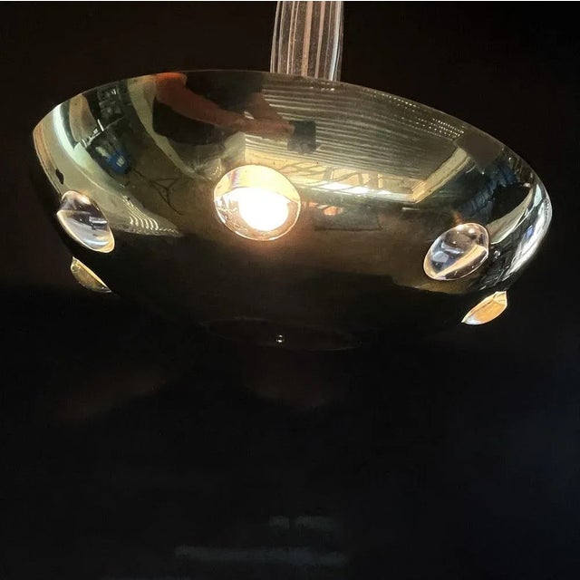 Metal Art Deco Ceiling Lamp in Glass and Brass For Sale - Image 7 of 13