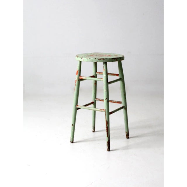 Early 20th Century Antique Painted Wood Stool For Sale - Image 5 of 12