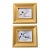 Contemporary 2 Original Abstract Small Ink Paintings Gold Frames-a Pair For Sale